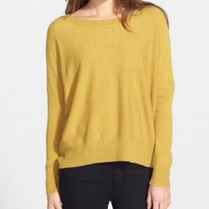 Eileen Fisher 100% Cashmere Ballet Neck Yellow Sweater
